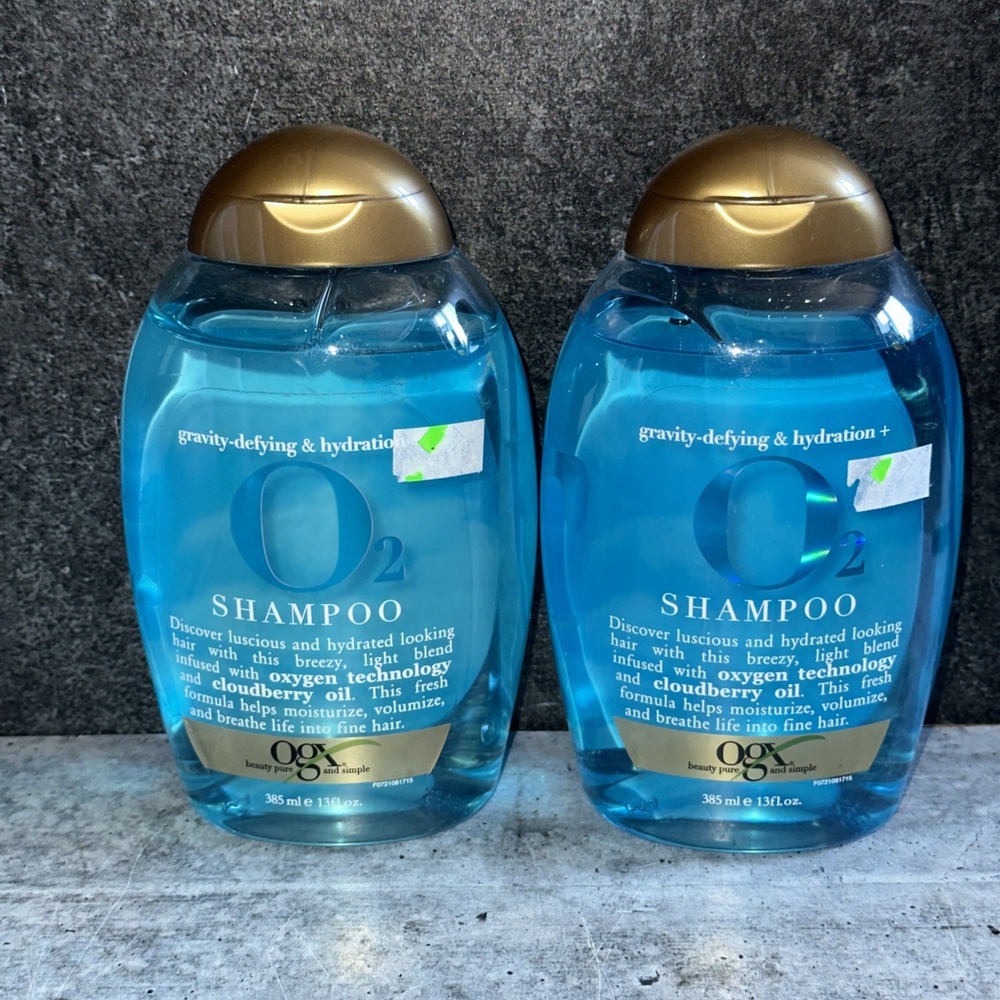2 OGX Gravity-Defying & Hydration O2 Shampoo 13 Oz. Each